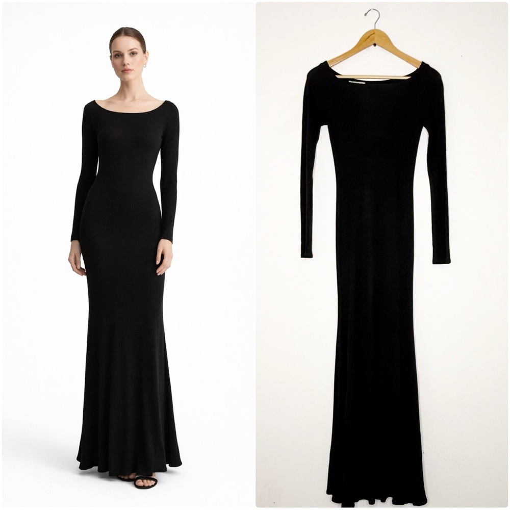 Nicole Farhi Black Maxi Dress Size 4 Mermaid Hem Bergdorf Goodman